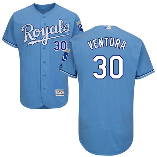 Royals #30 Yordano Ventura Light Blue Flexbase Authentic Collection Stitched MLB Jersey - Click Image to Close